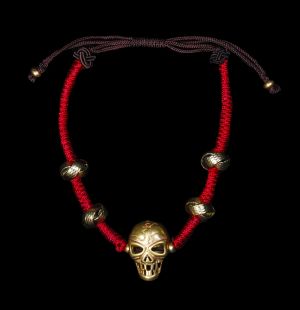 Brass Skull Red Macrome Bracelet