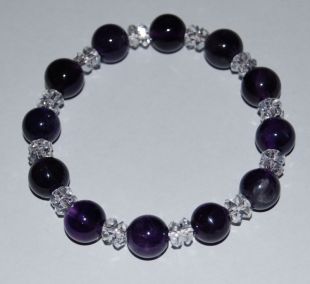 紫水晶+白水晶手串