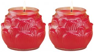 立體蓮花酥油燈 1對 (紅) 2.5至3天