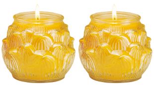 立體蓮花酥油燈 1對 (黃) 2.5至3天