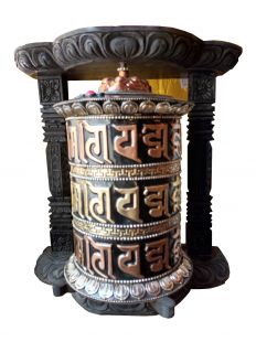 尼泊爾手工木質銅身轉經輪