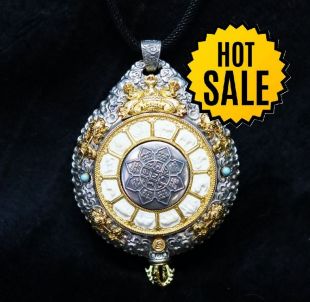 精雕純銀鍍金九宮八卦吊墜